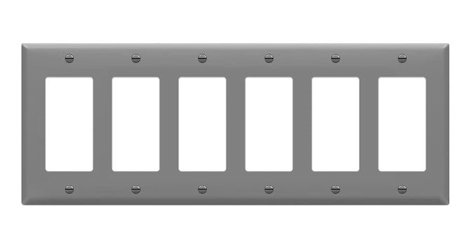 Enerlites Standard 6-Gang Decorator/GFCI Wall Plate Gy 8836-GY