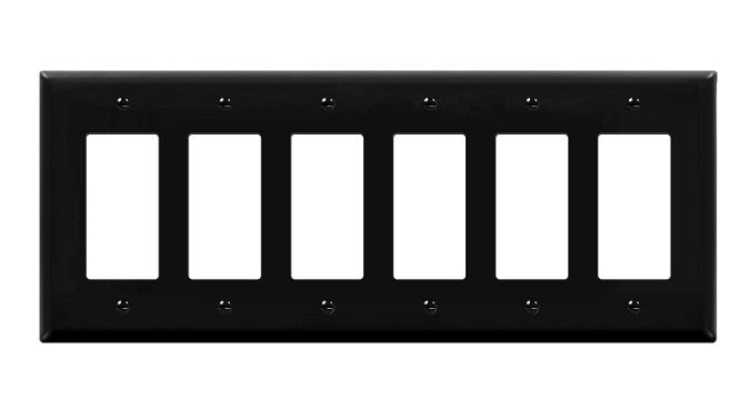 Enerlites Mid-Size 6-Gang Decorator/GFCI Wall Plate Black 8836M-BK