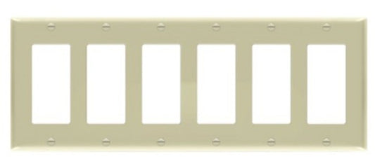 Enerlites Mid-Size 6-Gang Decorator/GFCI Wall Plate Ivory 8836M-I