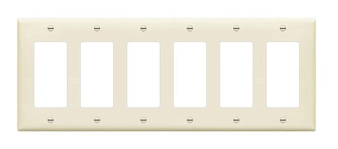 Enerlites Mid-Size 6-Gang Decorator/GFCI Wall Plate Light Almond 8836M-LA