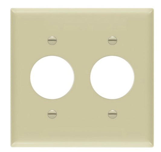 Enerlites Standard 2-Gang Single Receptacle 1.406" Dia. Hole Wall Plate Ivory 8852-I