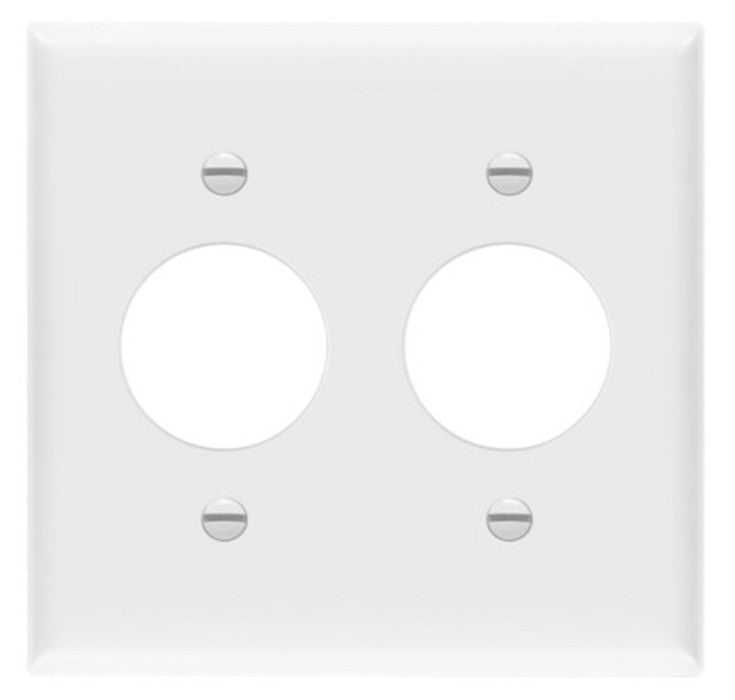 Enerlites Standard 2-Gang Single Receptacle 1.406" Dia. Hole Wall Plate White 8852-W