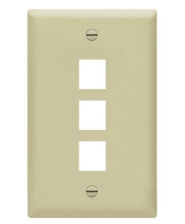 Enerlites Multimedia Face Plate 1-Gang 3-Port Plate Ivory 8873-I