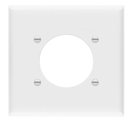 Enerlites Standard 2-Gang Power Receptacle 2.125" Dia. Hole Wall Plate White 8972-W