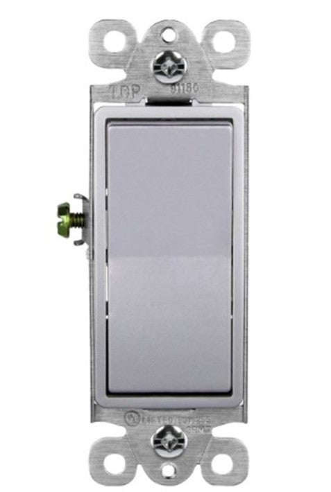 Enerlites Resi Decorator Switch Quiet 15A Single Pole 120-277V Gy 91150-GY