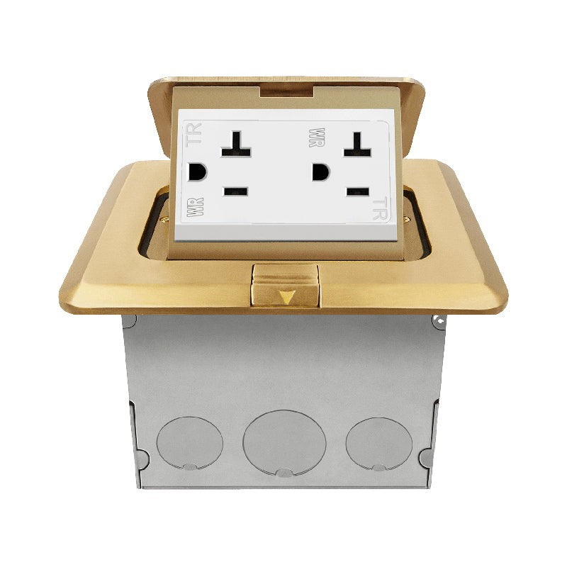 Enerlites Square Pop-Up Fb Kit With Decorator Twr Receptacle Brass 961243-C