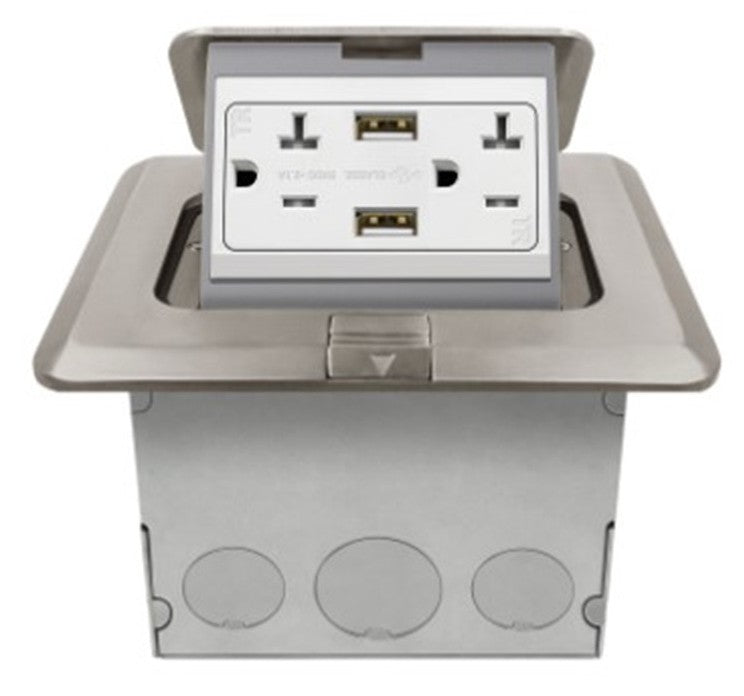 Enerlites Square Pop-Up Fb Kit With 20A USB Receptacle (2.1A) Npb 961243-S-USB