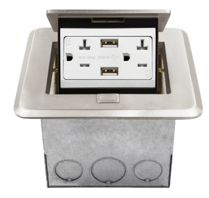 Enerlites Square Soft Pop-Up Fb Kit With 20A USB Receptacle (4.0A) Npb 961248-S-USB