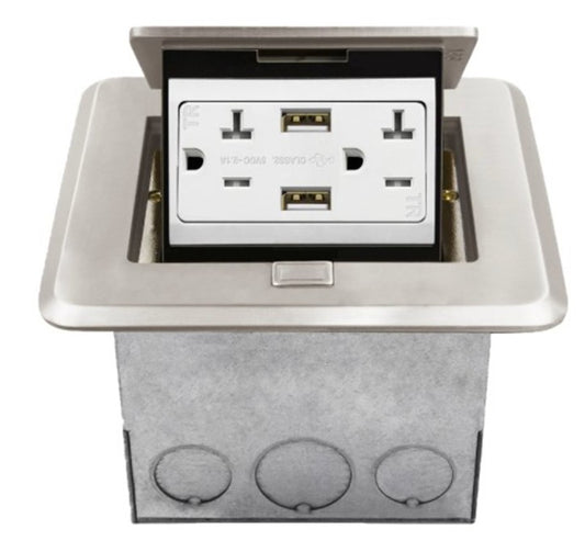 Enerlites Square Soft Pop-Up Fb Kit With 20A USB Receptacle (4.0A) Npb 961248-S-USB