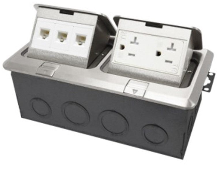 Enerlites 2-Gang Pop-Up Fb Kit With 20A Twr Decorator Receptacle / Rj45 Npb 962301-S-D