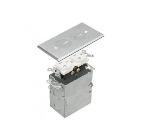 Enerlites 1-Gang Round Lids Fb Kit With 20A Twr Duplex Stainless Steel 975506-SS