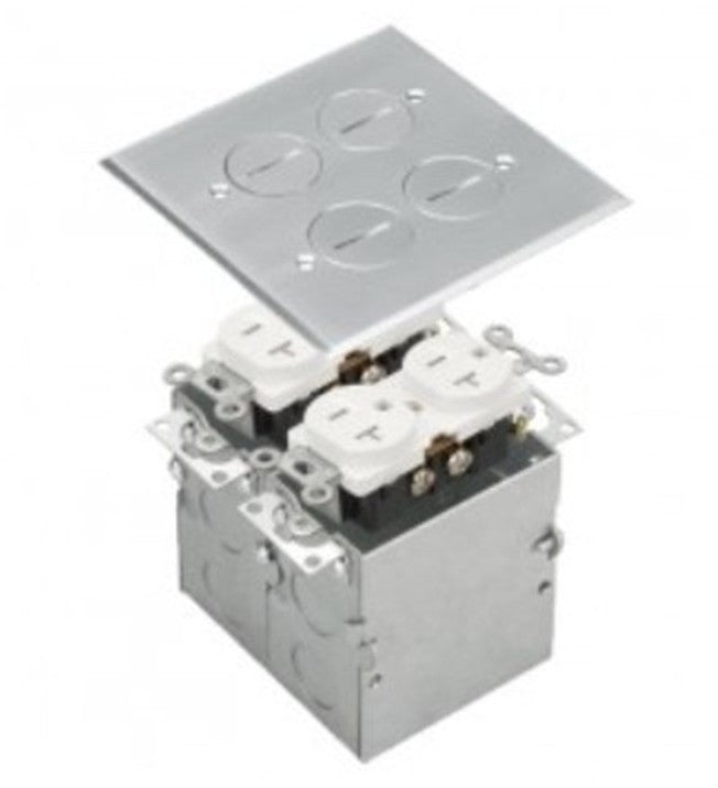 Enerlites 2-Gang Round Lids Fb Kit With 20A Twr Duplex Stainless Steel 975510-SS