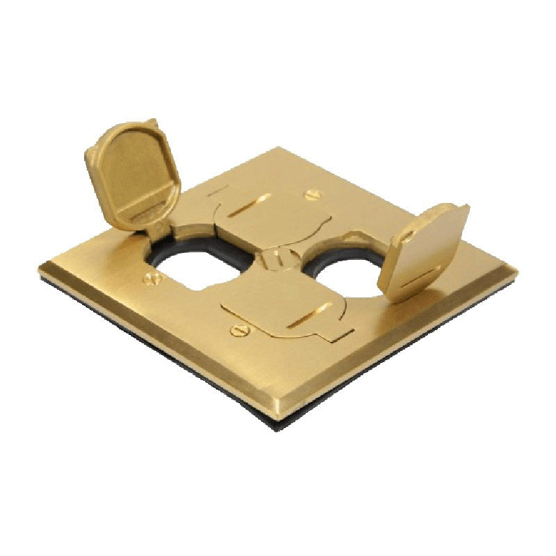 Enerlites 2-Gang Flip Lid Cover & Gaskey, Brass C975549-C