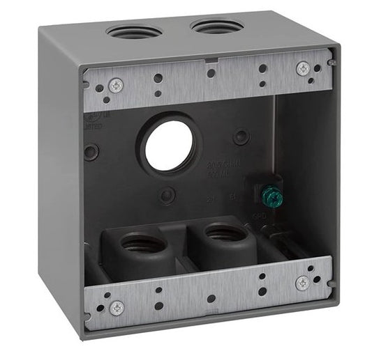 Enerlites 3/4" 2-G 5 Holes Wall Plate Box Gy EN2575