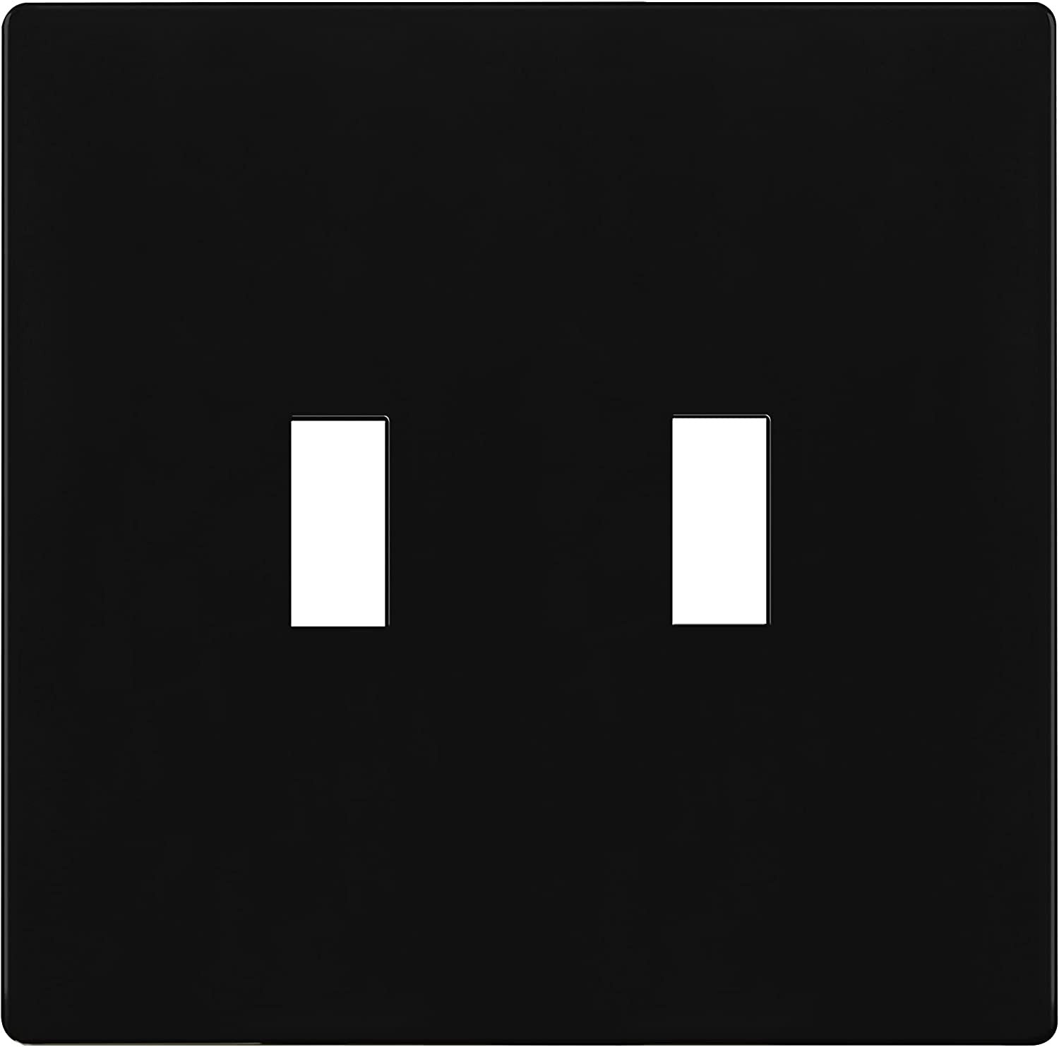 Enerlites Standard Snap In Screwless 2-Gang Toggle Wall Plate Black SI8812-BK