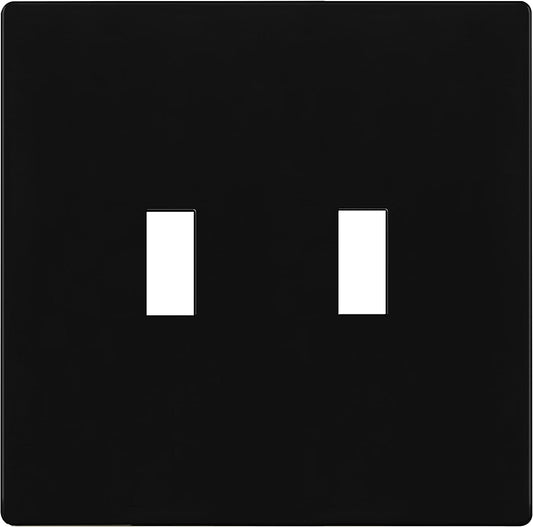 Enerlites Standard Snap In Screwless 2-Gang Toggle Wall Plate Black SI8812-BK
