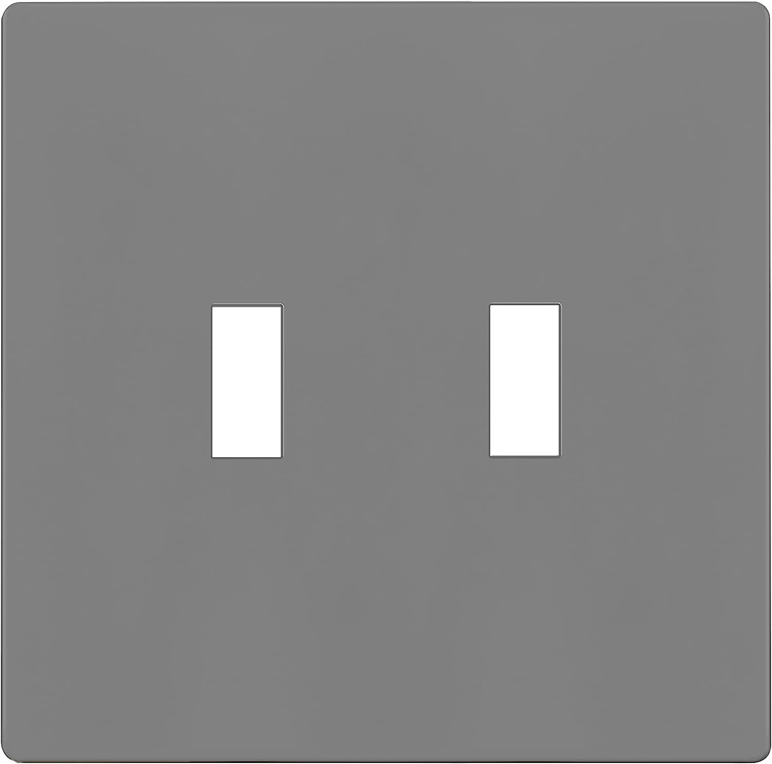 Enerlites Standard Snap In Screwless 2-Gang Toggle Wall Plate Gy SI8812-GY