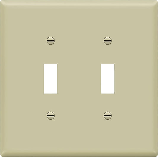 Enerlites Standard Snap In Screwless 2-Gang Toggle Wall Plate I SI8812-I