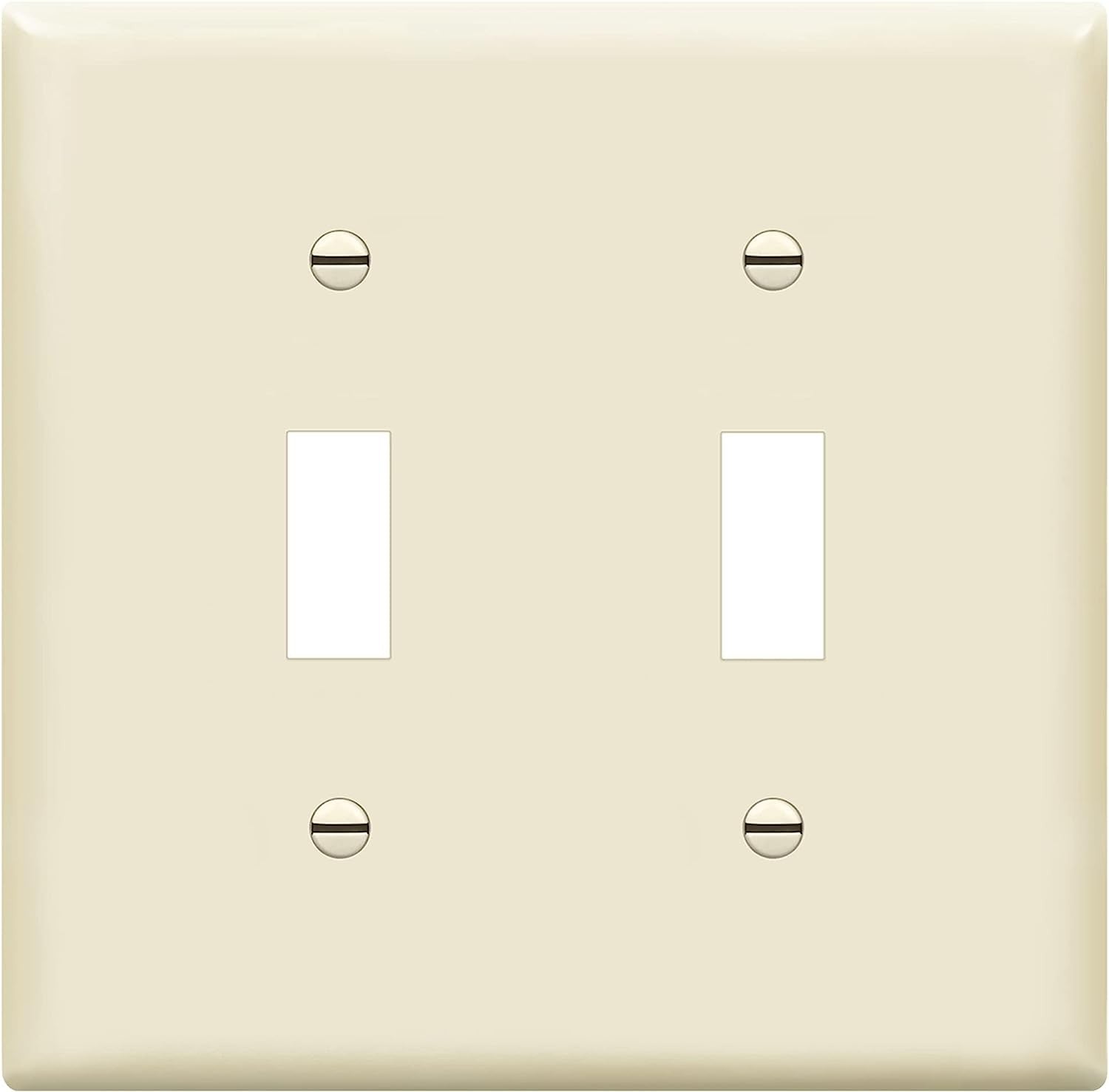 Enerlites Standard Snap In Screwless 2-Gang Toggle Wall Plate Light Almond SI8812-LA