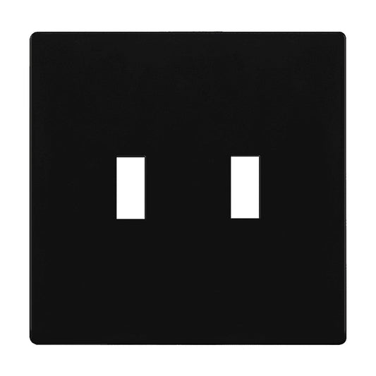 Enerlites Standard Snap In Screwless 2-Gang Antimicrobial Toggle Wall Plate Black SI8812A-BK