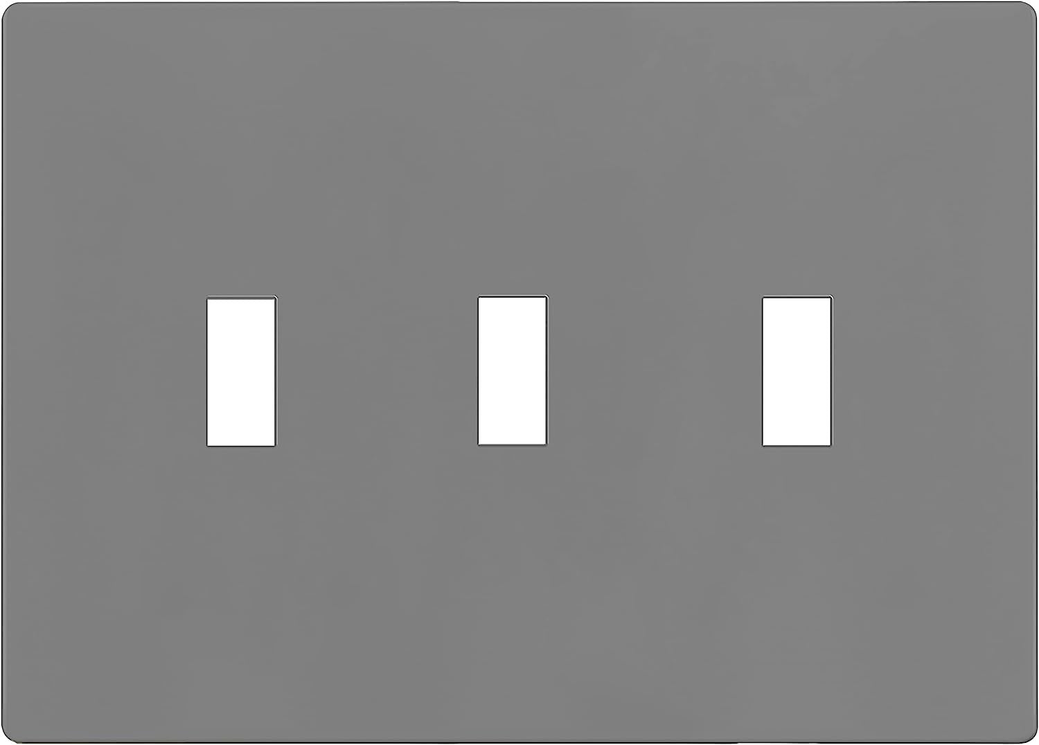 Enerlites Standard Snap In Screwless 3-Gang Toggle Wall Plate Gy SI8813-GY