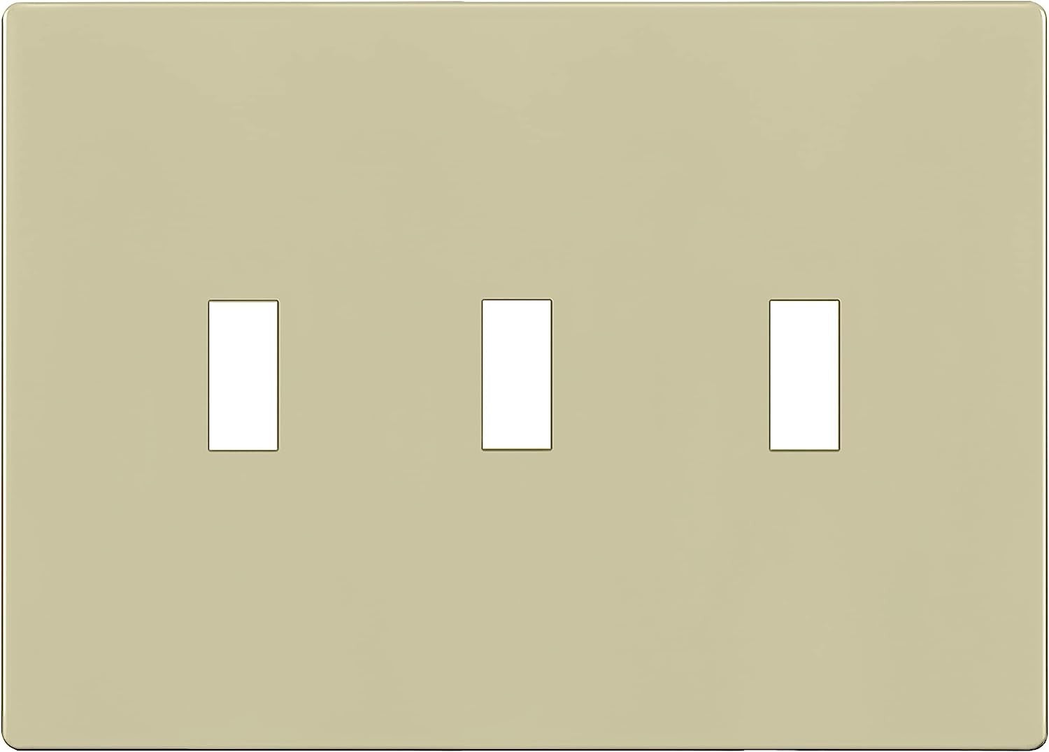 Enerlites Standard Snap In Screwless 3-Gang Toggle Wall Plate Ivory SI8813-I