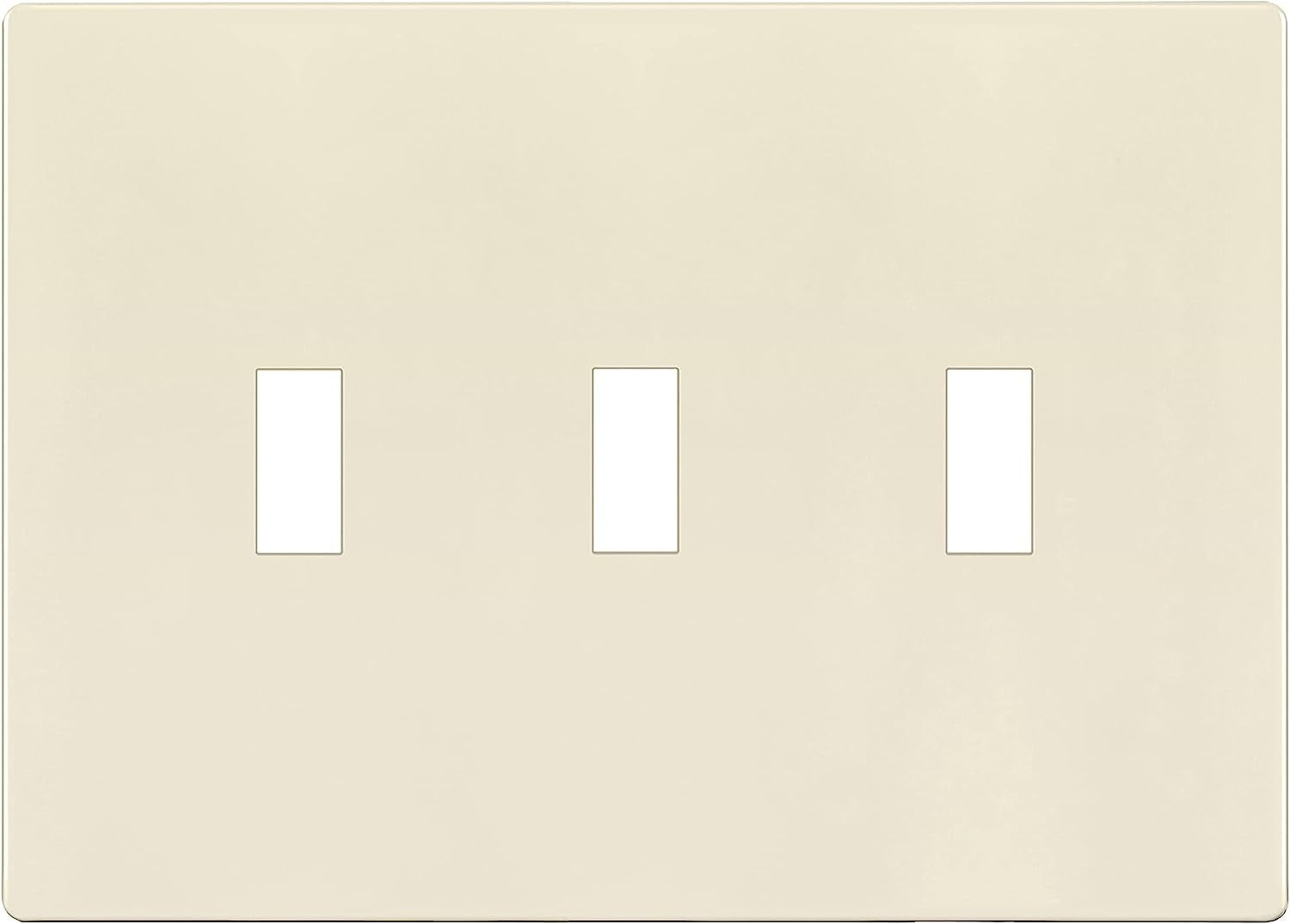 Enerlites Standard Snap In Screwless 3-Gang Toggle Wall Plate Light Almond SI8813-LA