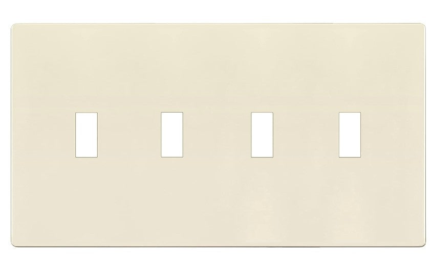 Enerlites Standard Snap In Screwless 4-Gang Toggle Wall Plate Light Almond SI8814-LA