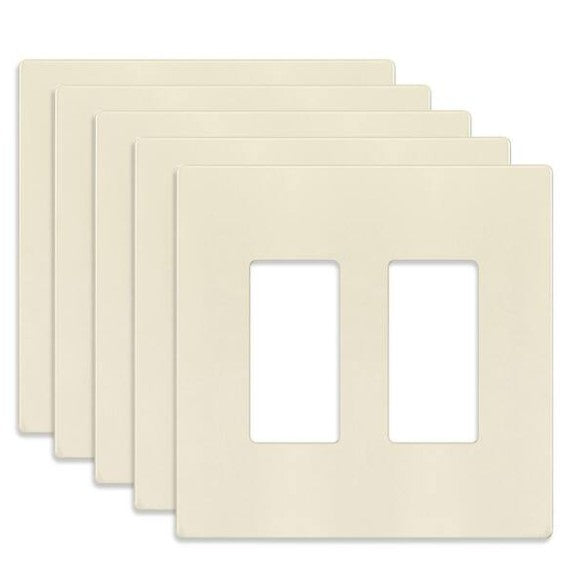 Enerlites Mid-Size Snap In Screwless 2-Gang Decorator/GFCI Wall Plate Light Almond SI8832M-LA