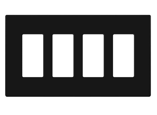 Enerlites Mid-Size Snap In Screwless 4-Gang Decorator/GFCI Wall Plate Black SI8834M-BK