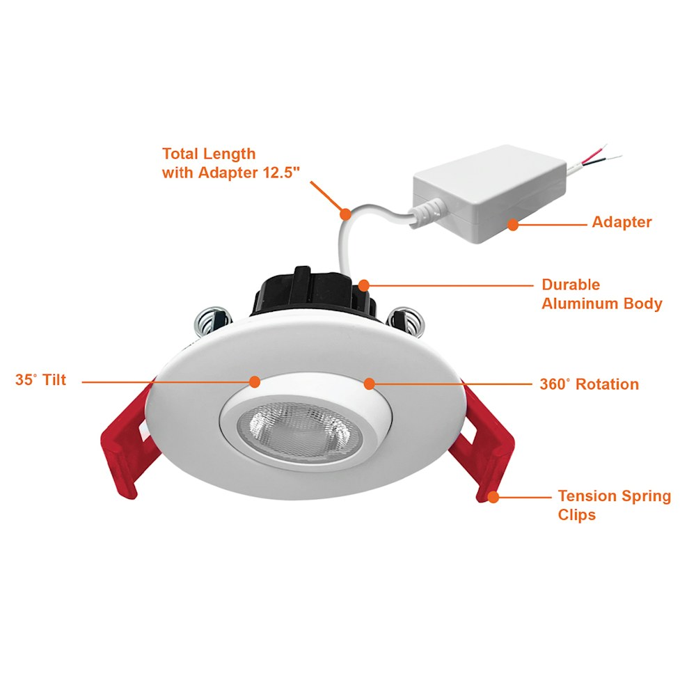 EnVision LED-DLJBX-ADJ-2-5W-30K-WH-12V LED Downlight