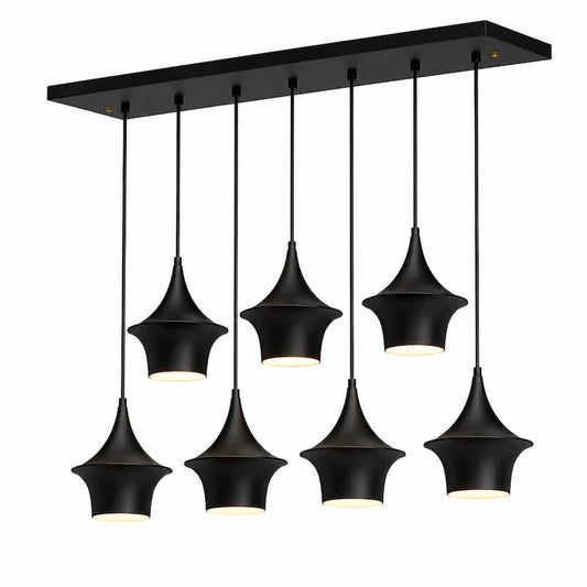 Alora Mood Emiko LP523036MB 36-Inch 7-Light Linear Pendant in Matte Black with Steel and Glass Construction