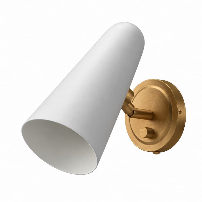 Alora Mood Daniel WV578805MBAG 5-Inch Vanity Light with Matte Black Steel Shade and Aged Gold Backplate
