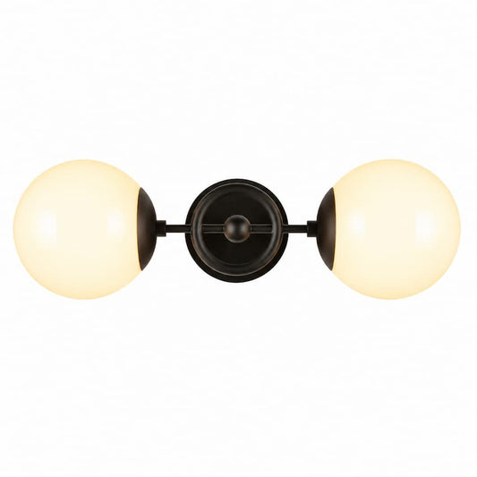 Alora Mood Fiore WV407618MBGO 18-Inch 2-Light Vanity Light in Matte Black with Steel and Glass Construction