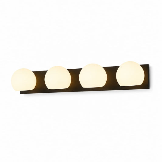 Alora Mood Willow VL548431MBOP 4-light vanity light with matte black finish and opal matte glass shades
