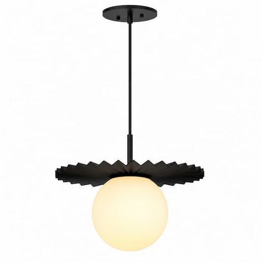 Alora Mood Plume PD501212MBOP 12-Inch 1-Light Pendant in Matte Black Finish with Steel and Glass Construction