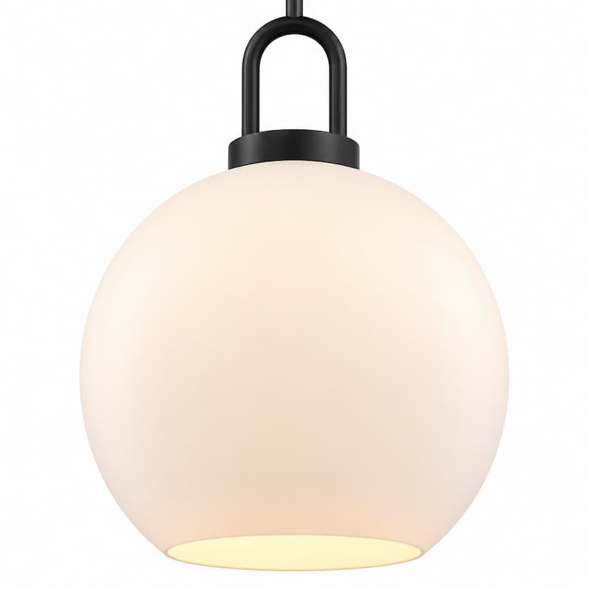Alora Mood PD601608MBOP Soji Japandi Pendant Ceiling Light with Matte Black Finish, Opal Matte Glass Shade and Japanese Lantern-Inspired Design