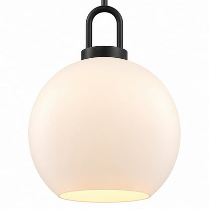 Alora Mood PD601608MBOP Soji Japandi Pendant Ceiling Light with Matte Black Finish, Opal Matte Glass Shade and Japanese Lantern-Inspired Design