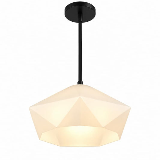 Alora Mood Krysta PD424514MBOP 14-Inch Pendant Light in Matte Black with Opal Glass Shade