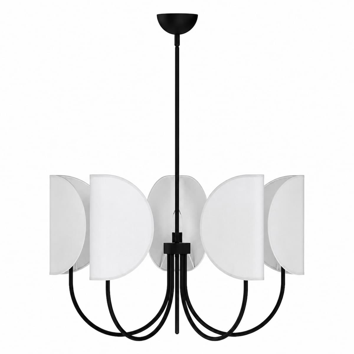 lora Mood Seno CH450732MBCW chandelier featuring Matte Black metal construction, White Cotton origami-inspired shades, and contemporary decorative lighting