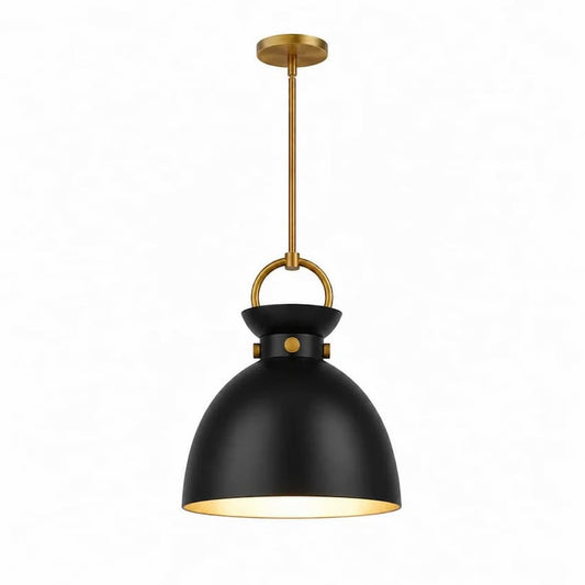 Alora Mood Waldo PD411314AGMB 14-Inch Pendant Light in Aged Gold and Matte Black Finish with Steel Dome Shade
