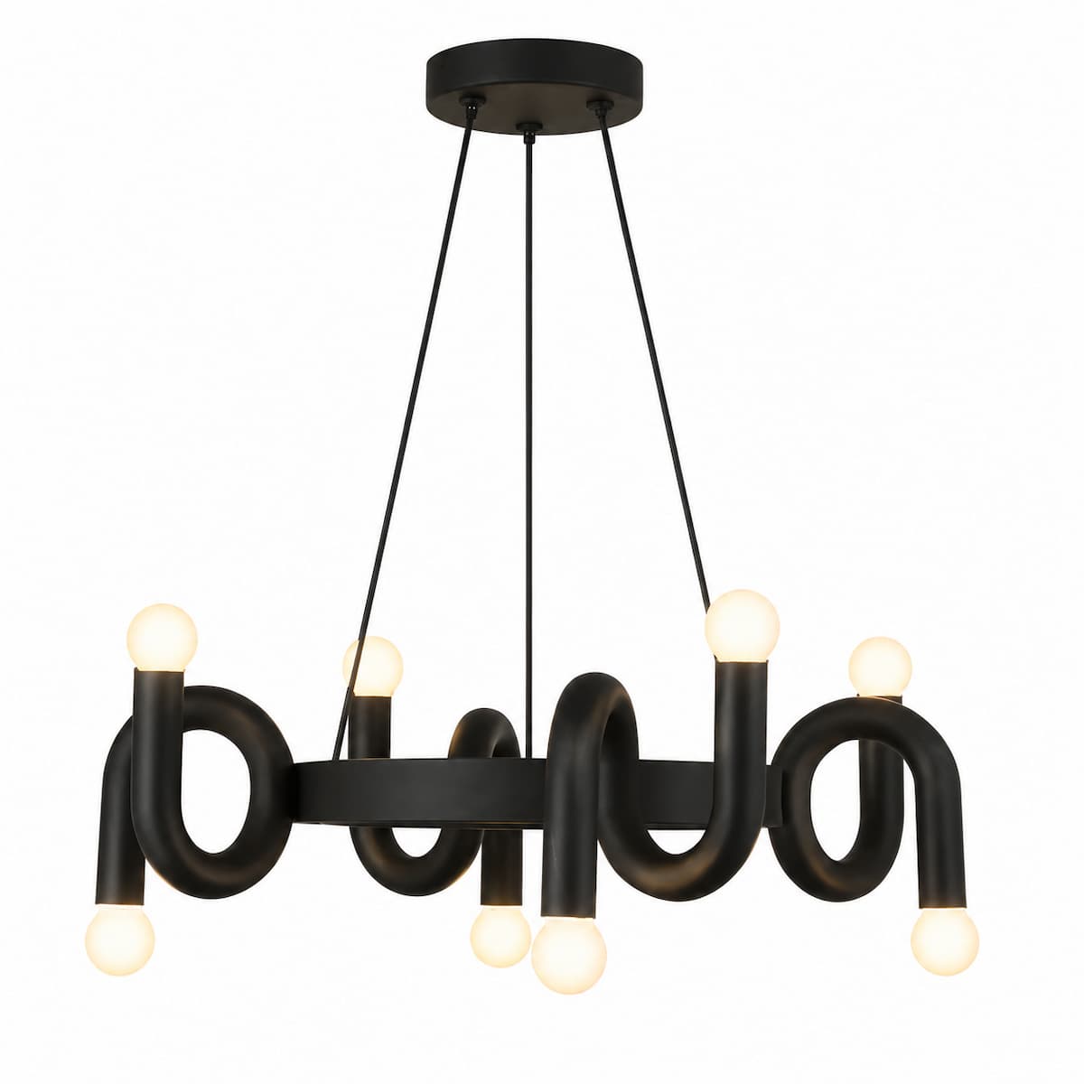 Alora Mood Sadie Collection CH420823MB 8-Light Chandelier with Matte Black Aluminum and Steel Frame and Decorative Organic Curves