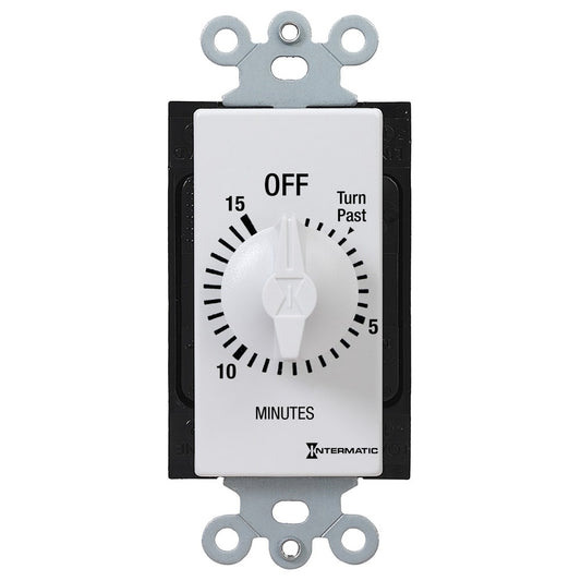Intermatic 125-277 VAC 15 Minute Max 50/60 Hz White Decorator Spring Wound Countdown Timer FD15MWC