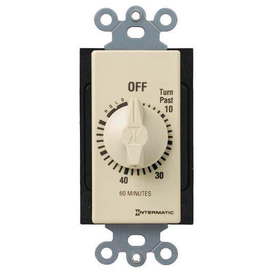 Intermatic 125-277 VAC 60 Minute Max 50/60 Hz Ivory Decorator Spring Wound Countdown Timer FD60MH