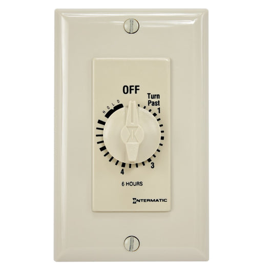 Intermatic 125-277 VAC 6 Hour Max 50/60 HZ Ivory Decorator Spring Wound Countdown Timer FD6HH
