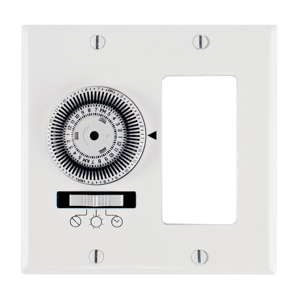 Intermatic 120 VAC 20A 24-Hour White Double Gang Mechanical In-Wall Timer KM2ST-2D