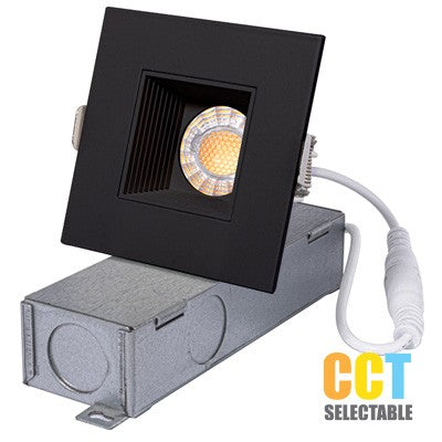 Lighting Spot 26 2 in. 8W 450-500lm 3CCT selectable Square Baffle Canless Matte Black Canless LED Downlight LS-CS-2SQ-BF-3...
