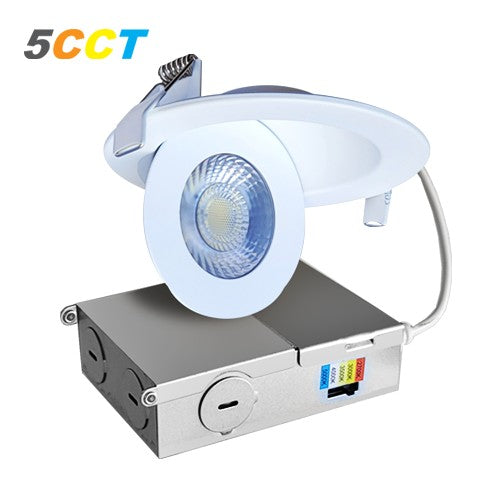 Lighting Spot 26 3 in. 7W 550lm 5CCT selectable Gimbal Canless Black Canless LED Downlight LS-RGDL-3-5CCT-BL