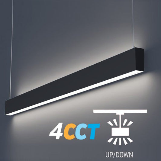 Lighting Spot 26 4 ft. 20W/30W/40W/50W 30K/35K/40K/50K Black Linear Light Up Light Option LSS-UPD-4WT-4CCT-BL
