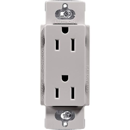 Lutron Claro 15 A duplex receptacle in Gray